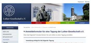 Anmeldeformular - Internetauftritt Luther-Gesellschaft e.V.